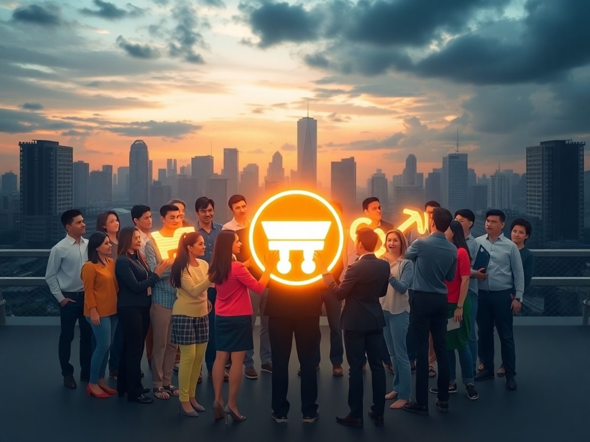 Cetățeni uniți apărați de simboluri democratice.